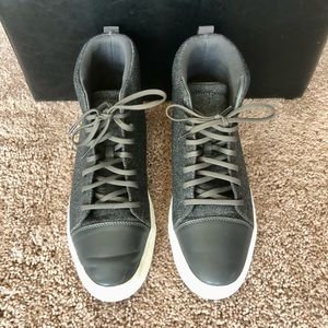 Express gray high top fashion sneakers.